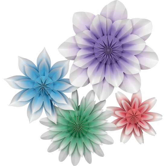 Picture of Teacher Created Resources Paper Flowers, Floral Bloom, Pack Of 4 Paper Flowers