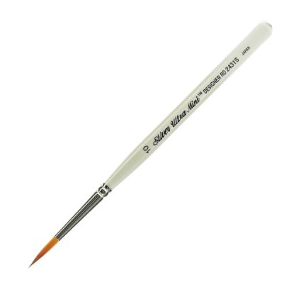 Picture of Silver Brush Ultra Mini Series Paint Brush, Size 10, Round Bristle, Taklon Filament, Pearl White