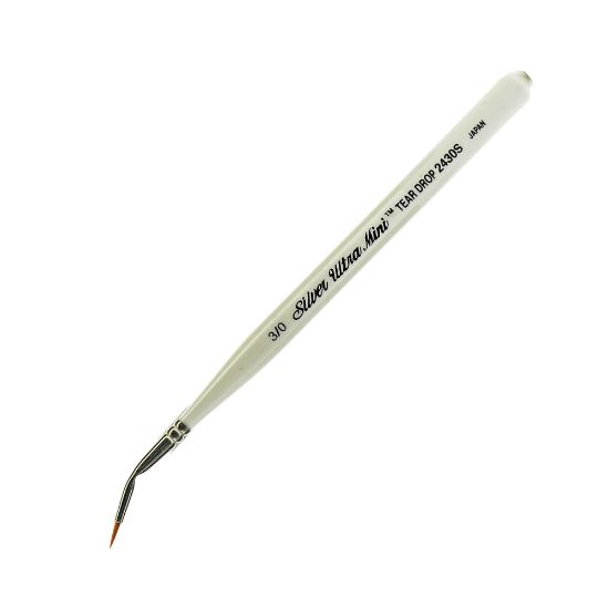 Picture of Silver Brush Ultra Mini Series Paint Brush, Size 3, Tear Drop, Taklon Filament, Pearl White