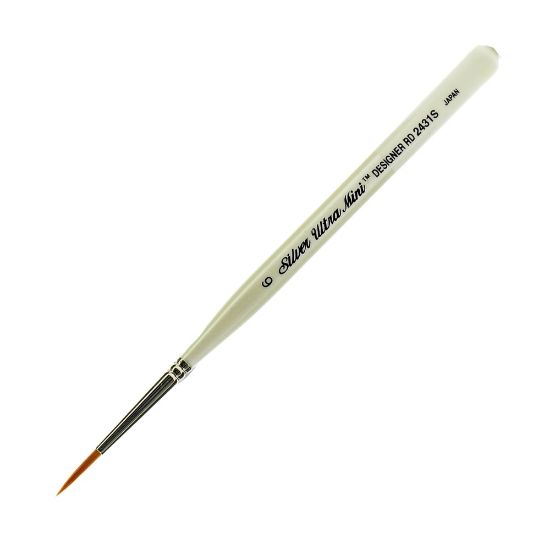 Picture of Silver Brush Ultra Mini Series Paint Brush, Size 6, Round Bristle, Taklon Filament, Pearl White