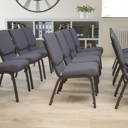 Picture of Flash Furniture HERCULES Series Stackable Church Chair, Dark Gray/Silvervein