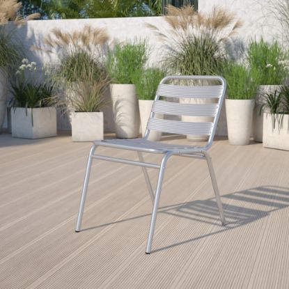 Picture of Flash Furniture Lila Aluminum Commercial Indoor/Outdoor Armless Triple-Slat Stack Chair