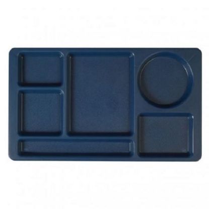 Picture of Cambro Camwear 6-Compartment Serving Trays, 8-3/4in x 15in, Navy Blue, Pack Of 24 Trays