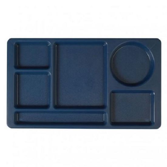 Picture of Cambro Camwear 6-Compartment Serving Trays, 8-3/4in x 15in, Navy Blue, Pack Of 24 Trays