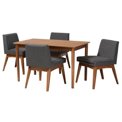 Picture of Baxton Studio Nexus 5-Piece Dining Set, Dark Gray/Walnut