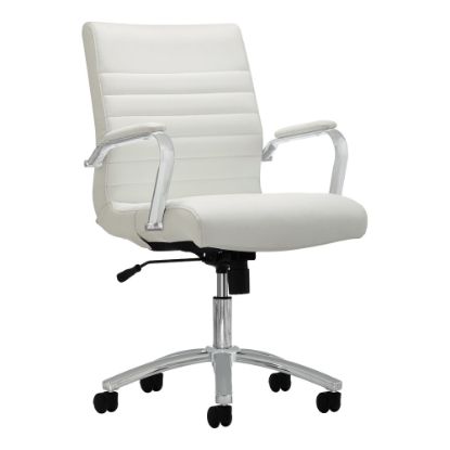 Picture of Realspace Modern Comfort Winsley Bonded Leather Mid-Back Manager Office Chair, White/Silver, BIFMA Compliant