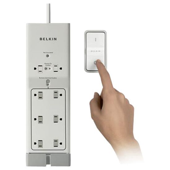 Picture of Belkin F7C01008Q Conserve Switch 8-Outlets Surge Suppressor - 8 - 1800 VA - 1000 J - 120 V AC Input - 120 V AC Output