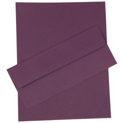 Picture of JAM Paper Business Stationery Set, 8 1/2in x 11in, Dark Purple, Set Of 50 Sheets And 50 Envelopes