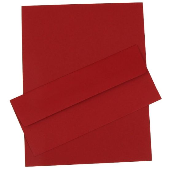 Picture of JAM Paper Business Stationery Set, 8 1/2in x 11in, Dark Red, Set Of 50 Sheets And 50 Envelopes