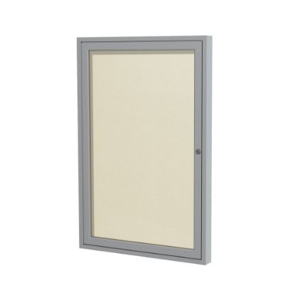 Picture of Ghent 1 Door Enclosed Vinyl Bulletin Board, Satin Aluminum Frame, 24inH x 18inW, Ivory