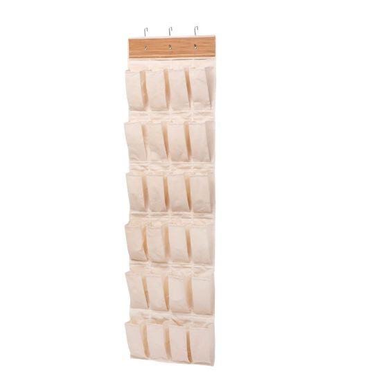 Picture of Honey-Can-Do Over-The-Door 24-Pocket Closet Organizer, 57inH x 21inW x 2 1/2inD, Green/Natural Bamboo