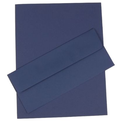 Picture of JAM Paper Business Stationery Set, 8 1/2in x 11in, Presidential Blue, Set Of 50 Sheets And 50 Envelopes