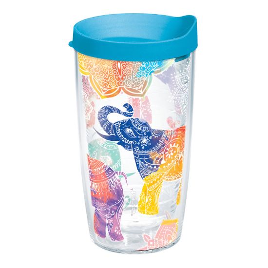 Picture of Tervis Mehndi Elephants Tumbler With Lid, 16 Oz, Clear