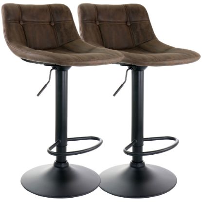 Picture of Elama Velvet Adjustable Bar Stools, Brown/Matte Black, Set Of 2 Stools