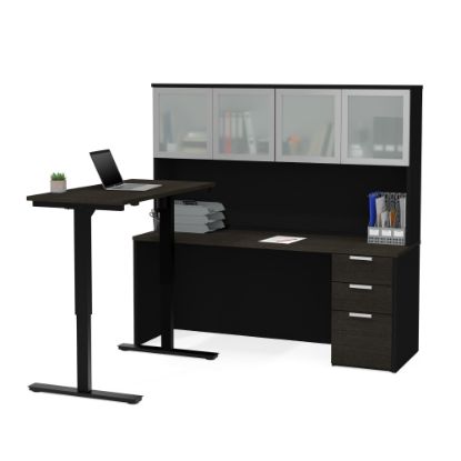 Picture of Bestar Pro-Concept Plus 72inW L-Shaped Standing Corner Desk With Hutch, Deep Gray/Black