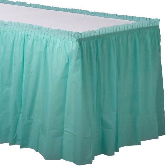 Picture of Amscan Plastic Table Skirts, Robin's Egg Blue, 21' x 29in, Pack Of 2 Skirts