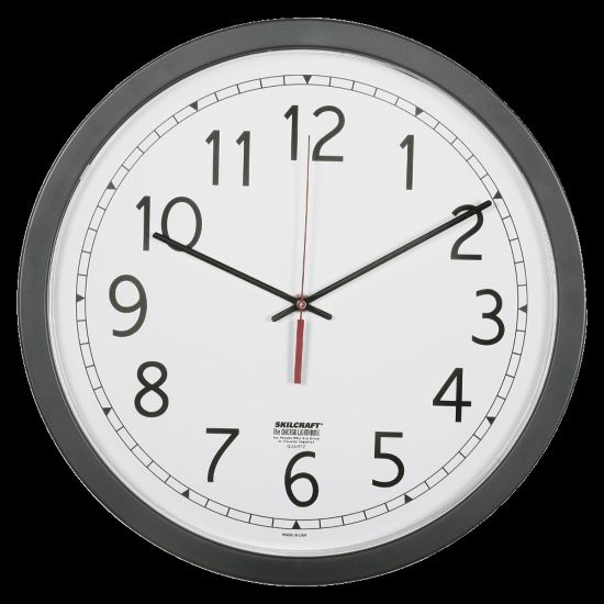 Picture of SKILCRAFT Quartz Movement Wall Clock, 16 1/2inW, Black (AbilityOne 6645-01-623-8824)