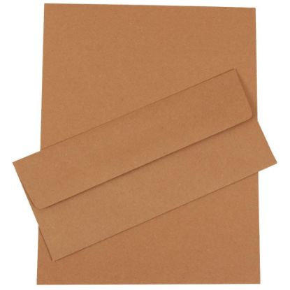 Picture of JAM Paper Business Stationery Set, 8 1/2in x 11in, 100% Recycled, Brown Kraft, Set Of 50 Sheets And 50 Envelopes