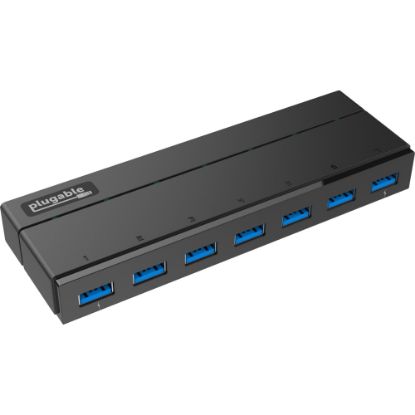 Picture of Plugable 7-Port USB 3.0 Hub with 36W Power Adapter - Connect up to seven USB 3.0, 2.0, or 1.1 devices to a single port on any computer, Driverless