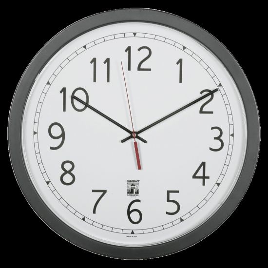 Picture of SKILCRAFT Self-Set Wall Clock, 16 1/2inW, Black/White (AbilityOne 6645-01-623-8825)