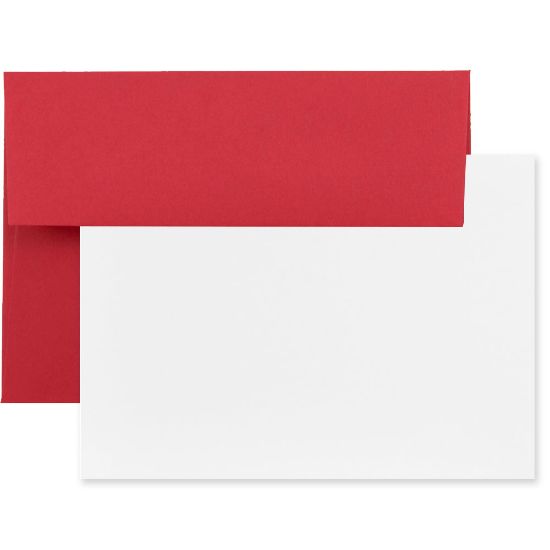 Picture of JAM Paper Stationery Set, 5 1/4in x 7 1/4in, 30% Recycled, Set Of 25 White Cards And 25 Red Envelopes