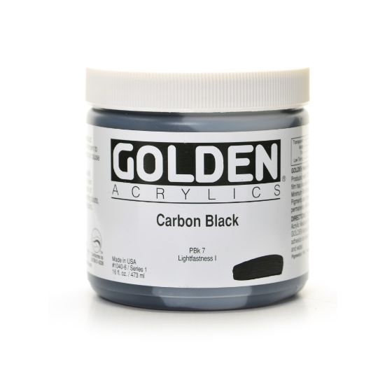 Picture of Golden Heavy Body Acrylic Paint, 16 Oz, Carbon Black