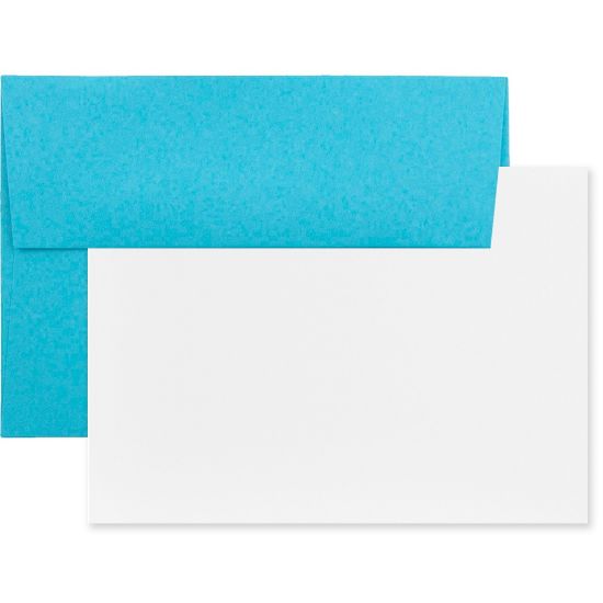 Picture of JAM Paper Stationery Set, Gummed Closure, 5 1/2in x 8 1/8in, Set Of 25 White Cards and 25 Baby Blue Envelopes