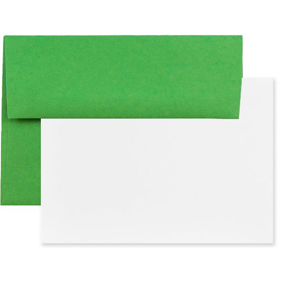 Picture of JAM Paper Stationery Set, Gummed Closure, 5 1/2in x 8 1/8in, 100% Recycled, Set Of 25 White Cards And 25 Brown Kraft Envelopes