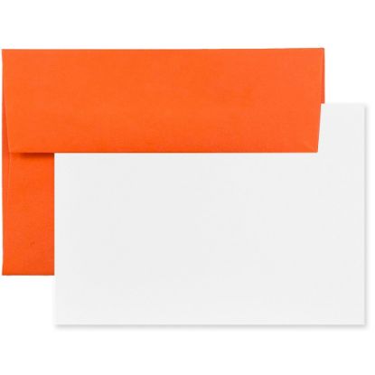 Picture of JAM Paper Stationery Set, 5 1/4in x 7 1/4in, 30% Recycled, Set Of 25 White Cards And 25 Orange Envelopes