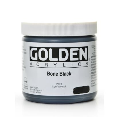 Picture of Golden Heavy Body Acrylic Paint, 16 Oz, Bone Black