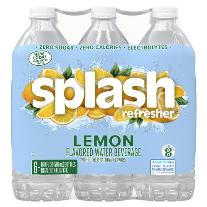 Picture of Splash Refresher Lemon Flavor Water Beverage 16.9 FL OZ Plastic Bottle Pack of 6