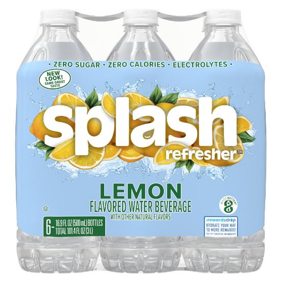 Picture of Splash Refresher Lemon Flavor Water Beverage 16.9 FL OZ Plastic Bottle Pack of 6