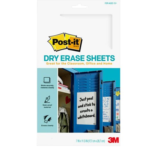 Picture of Post-it Dry Erase Sheets DEFSheets-30PK, 7 in x 11.3 in, 30 Sheets Per Pack