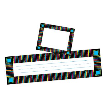 Picture of Barker Creek Name Tag And Name Plate Set, Neon Stripes