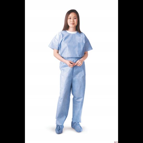 Picture of Medline Disposable Elastic-Waist Scrub Pants, 3X, Blue, Case Of 30