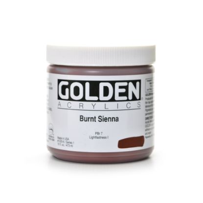 Picture of Golden Heavy Body Acrylic Paint, 16 Oz, Burnt Sienna