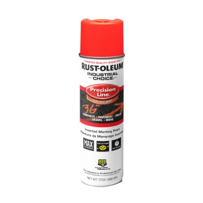 Picture of Rust-Oleum Industrial Choice M1600 System Solvent-Based Precision Line Inverted Marking Paint, 17 Oz, Fluorescent Red-Orange, Case Of 12 Cans