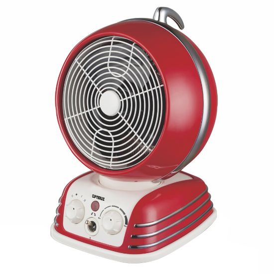 Picture of Optimus Retro Design 1500-Watt Oscillating Fan Heater, 11in x 9in, Red