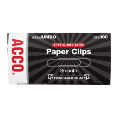 Picture of ACCO Premium Paper Clips, 1000 Total, Jumbo, Silver, 100 Per Box, Pack Of 10 Boxes