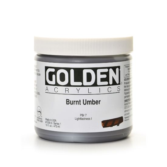 Picture of Golden Heavy Body Acrylic Paint, 16 Oz, Burnt Umber