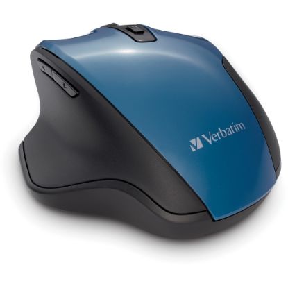 Picture of Verbatim Silent Ergonomic Wireless Blue LED Mouse - Dark Teal - Blue LED/Optical - Wireless - Radio Frequency - 2.40 GHz - Dark Teal - 1 - USB - 1600 dpi - 6 Button(s)