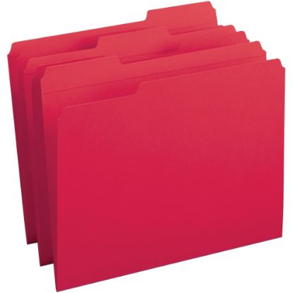 Picture of Business Source Reinforced Tab Colored File Folders - Red - 10% Recycled - 100 / Box