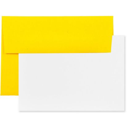 Picture of JAM Paper Stationery Set, 5 1/4in x 7 1/4in, 30% Recycled, Set Of 25 White Cards And 25 Yellow Envelopes