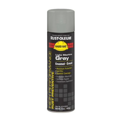 Picture of Rust-Oleum Hard Hat High Performance V2100 System Rust Preventive Enamel Spray Paint, 15 Oz, Gloss Light Machine Gray, Case Of 6 Cans