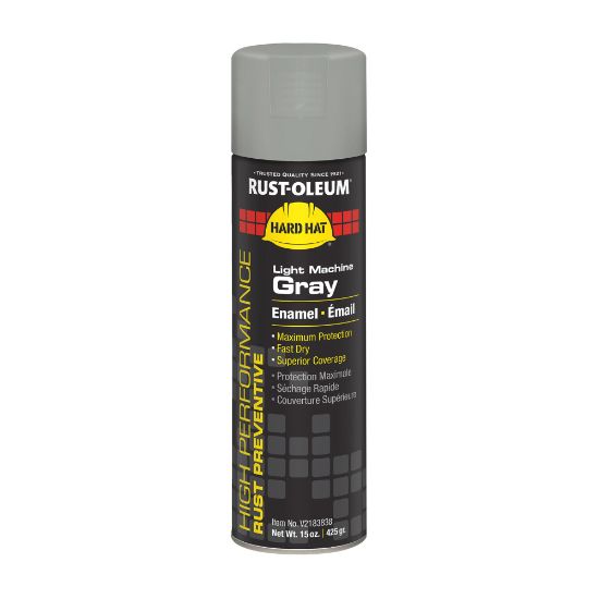 Picture of Rust-Oleum Hard Hat High Performance V2100 System Rust Preventive Enamel Spray Paint, 15 Oz, Gloss Light Machine Gray, Case Of 6 Cans