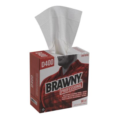 Picture of Brawny Industrial Medium-Duty Premium Wipes, 9 1/4in x 16 3/8in, White, Box Of 90