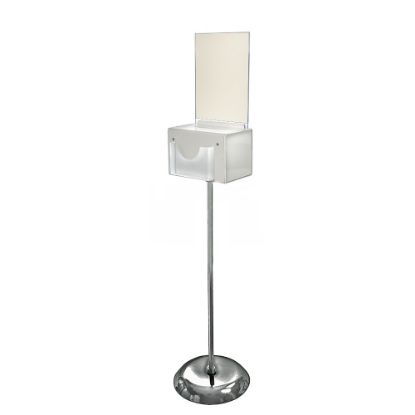 Picture of Azar Displays Plastic Suggestion Box, Pedestal Floor Stand, With Lock, Large, 6 1/4inH x 9inW x 6 1/4inD, White