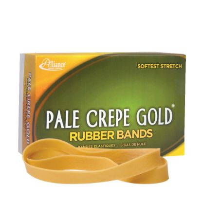 Picture of Alliance Rubber Pale Crepe Gold Rubber Bands, #107, 7in x 5/8in, 1 Lb, Box Of 60