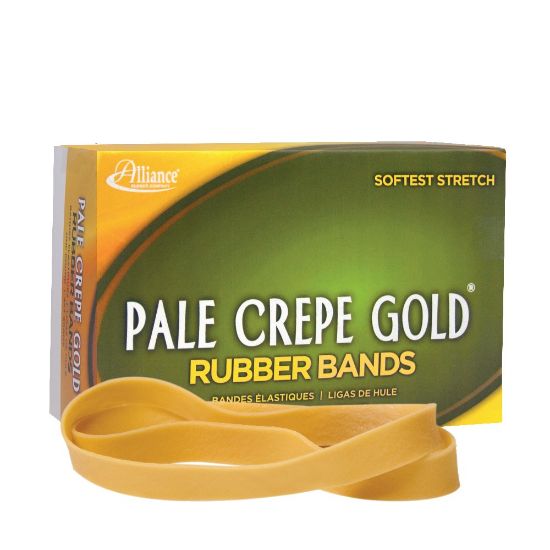 Picture of Alliance Rubber Pale Crepe Gold Rubber Bands, #107, 7in x 5/8in, 1 Lb, Box Of 60