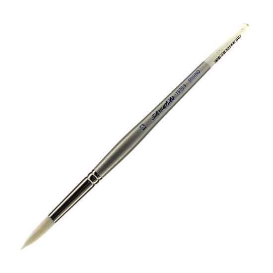 Picture of Silver Brush Silverwhite Series Short-Handle Paint Brush, Size 12, Round Bristle, Synthetic Taklon Filament, Silver/White